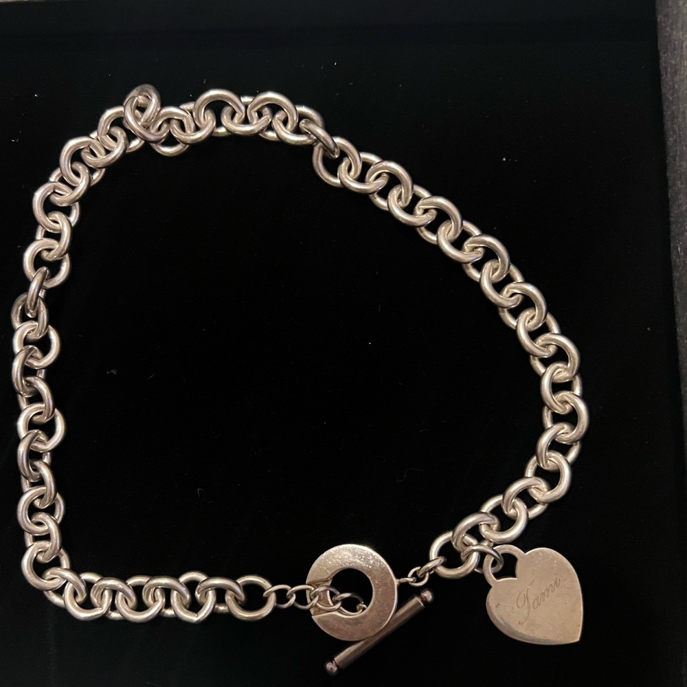 Vintage Tiffany & Co. Sterling Silver Heart Tag Toggle Necklace